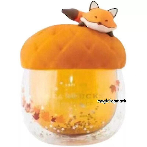 Ny Starbucks Cup med lock Autumn Acorn Fox dubbelvägg glas kaffemuggar 8oz null none