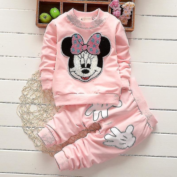 Baby Barn Flickor Minnie Mouse Sweatshirt Top Byxor Set Outfits Kläder 12-18 Months Pink