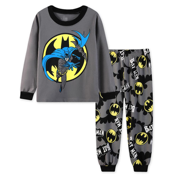 Spiderman Barn Pojkar Batman Pyjamas Långärmad T-shirt Byxor Sovkläder Pjs Set Super Hero Pyjamas för 3-7 år Grey 3-4Years