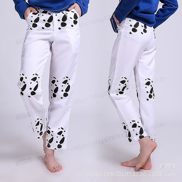 Anime One Piece Trafalgar Law Cosplay kostym Herr Cos Unisex lång kappa kappa hatt One Piece Pants White S