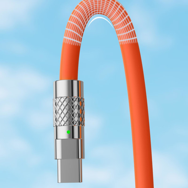 120w 6a snabbladdningskabel Flexibel sladd Micro USB kabel för dataöverföring och snabbladdning Orange 1m