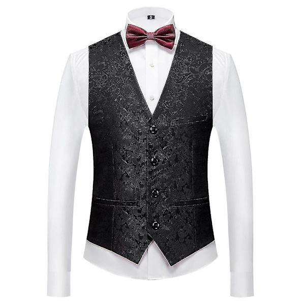 Schan Herr 3-delade kostymer Sjal Lapel Enknapps Smoking Blazer Västbyxor Set För Bröllop Black S