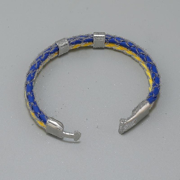 Flerlagers flätat läderarmband (blått) (1 st)