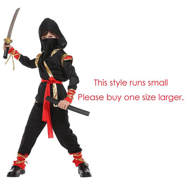 Umorden Halloween Kostymer Pojkar Drak Ninja Kostym Flickor Warrior Cosplay Karnevalsfest Fancy Dress Up För Barn Barn B-0133(NoKnifeStick) L(height 120-130cm)