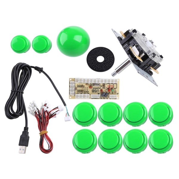 Zero Delay Arcade Diy Kit USB Encoder till PC Arcade Sanwa Joystick Tryckknappar Green