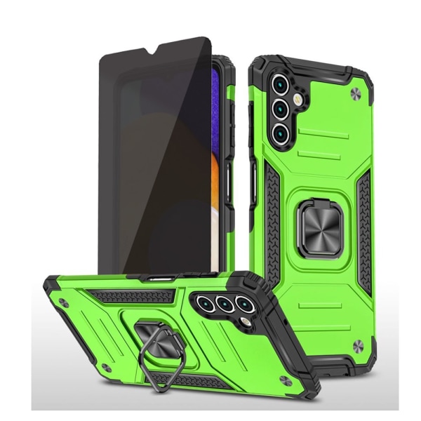 Xhy Samsung Galaxy A13 5G Case med Sekretess Skärmskydd Magnetisk Ring Hållare Kickstand Militärklass helkropp Dubbellager Drop Prote green