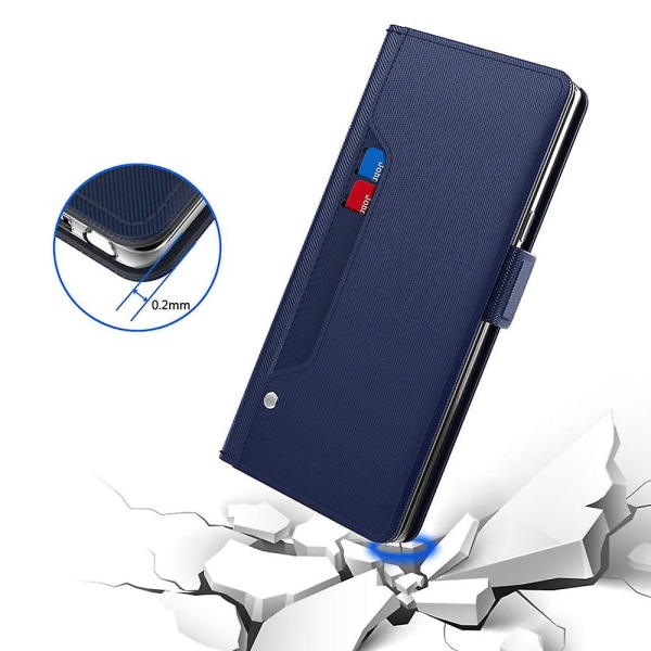 anti-scratch Case För Huawei Nova Y91 4g, Spegel Korthållare Telefon Bordsställ Design Cover Blue