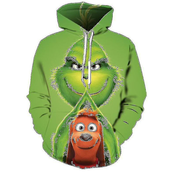 Christmas Unisex The Grinch Novelty Hoodie Långärmad 3d Printing Pullover Sweatshirt Jumper Toppar För Män Kvinnor Vuxen F M