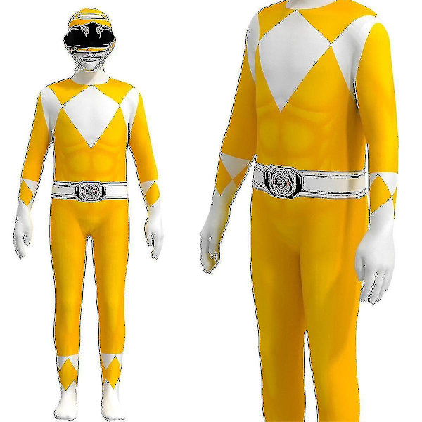 Barn Pojkar Jumpsuits För Power Rangers Mighty Morphin Costume Fancy Dress Outfits Hög kvalitet Yellow one size