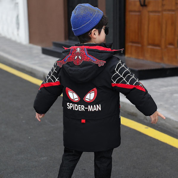 Spider-man huvjacka för barn Varm vinterkappa Black 160cm(11-12 years)