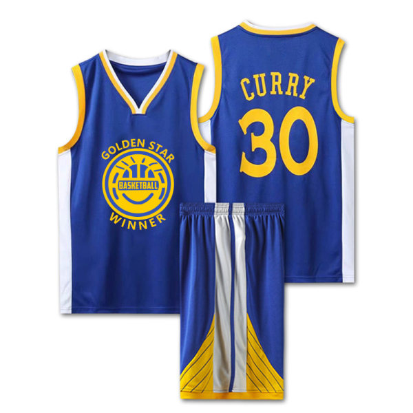 NBA Basketball Uniform GSW Blue Suit-No. 30 Curry Children XL/28 yards (150-155cm)