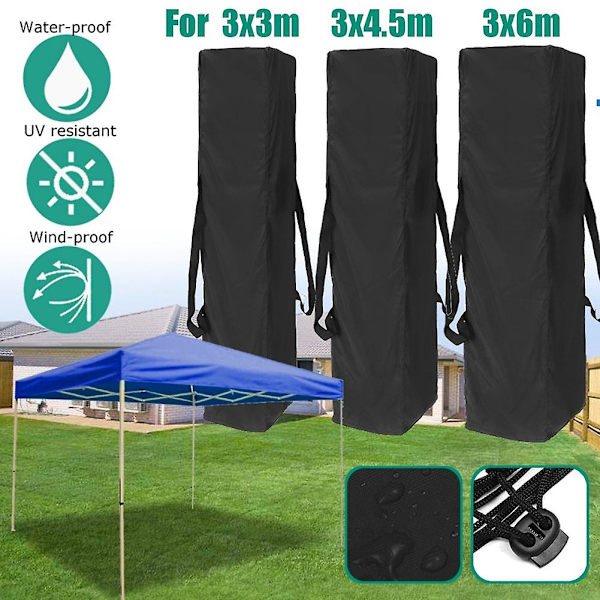 Vattentät anti-uv förvaringsväska för upp tält Trädgårdstält Gazebo skärmtak Utomhus tält S Black none