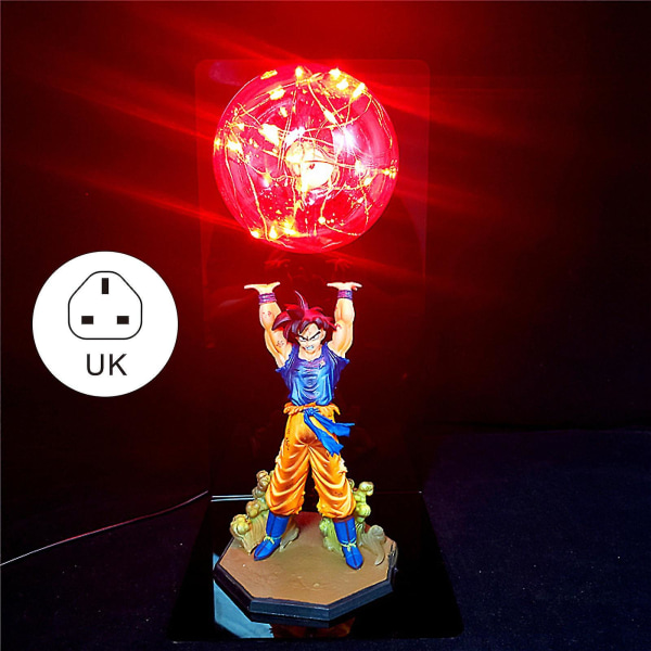Dragon Ball Lampa Goku Strength Bombs Luminaria Bordslampa Dekorativa Lampor Barn Led Nattljus För Sovrum Ny Red UK Plug