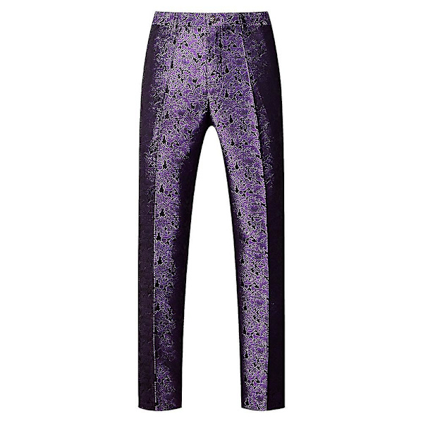 Schan Herr 3-delade kostymer Sjal Lapel Enknapps Smoking Blazer Västbyxor Set För Bröllop Purple M