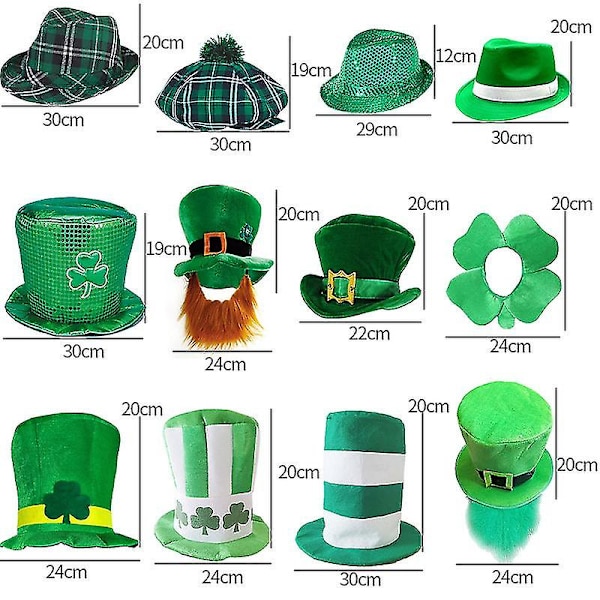 Shxx St. Patrick's Day Fedora Hatt i rutigt tyg | Festtillbehör, irländsk festivalhatt Shamrock High Hat Green Hat Festivaldekorationer H Xq-z null none