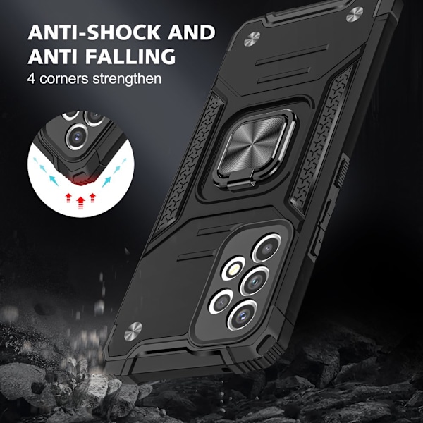 NIFFPD Galaxy A53 Case, Samsung A53 Case Ring Kickstand Hård PC Mjuk TPU cover till Samsung Galaxy A53 5G Röd black