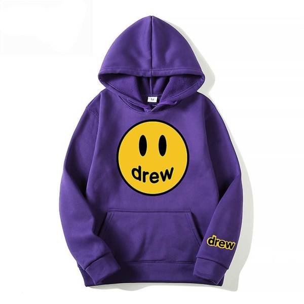 Drew Smiling Face Tröja Herr Samma modell Justin Bieber Same Street Par Klänning Hoodie Purple L