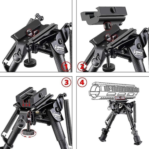 6-9 tums kolfiber taktisk bipod, fjäderrecoil bipod med remfäste och 20 mm Picatinny Weaver-skena null none