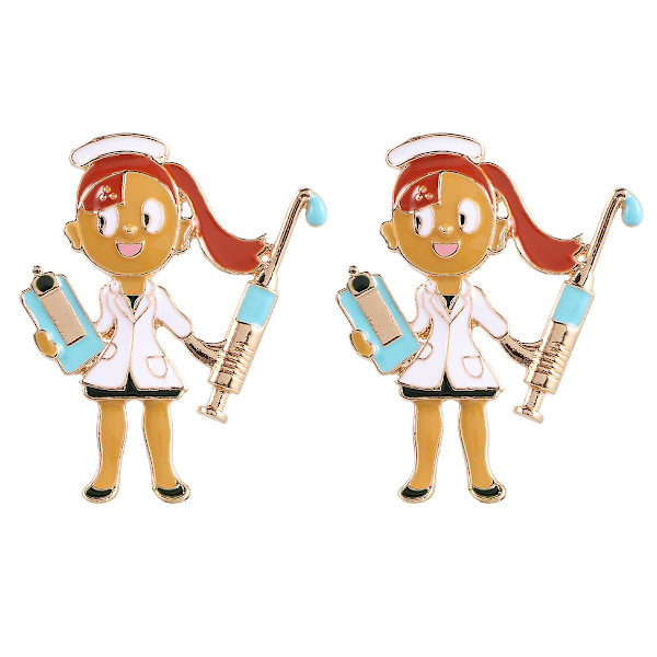 2st Broscher 3d Enkel Creative Chic Bröstnålar Krage Knappar Krage Studs Nurse 2 5.3X4.6CM