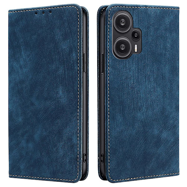 Texturerat cover för Xiaomi Redmi Note 12 Turbo / Poco F5 5g Rfid blockerande plånbok Magnetisk läder Flip Stand Case Blue
