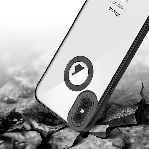 Apple iPhone X / XS Hülle Handy Cover TPU- case - Chrome Look med Kameraskydd Transparent - Black iPhone X / XS