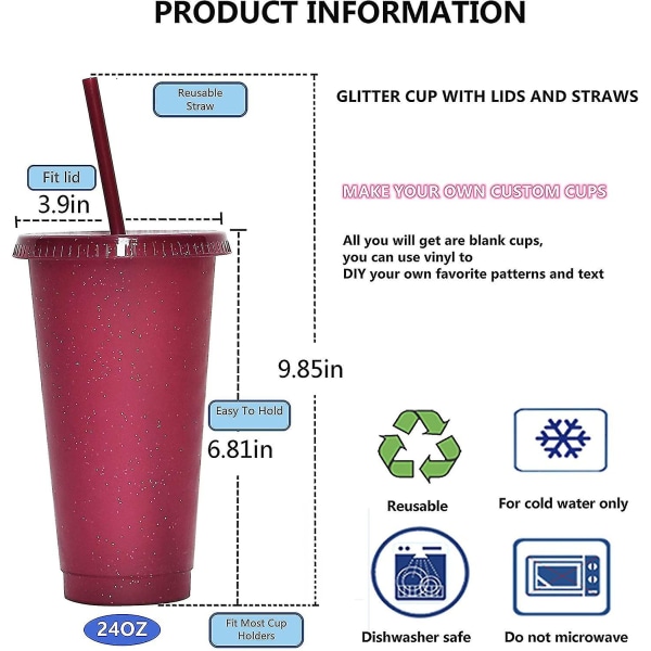 5-pack tumlare med sugrör och lock, vattenflaska iskaffe resemugg kopp, återanvändbara plastmuggar, perfekt för fester, födelsedagar, 24 oz null none