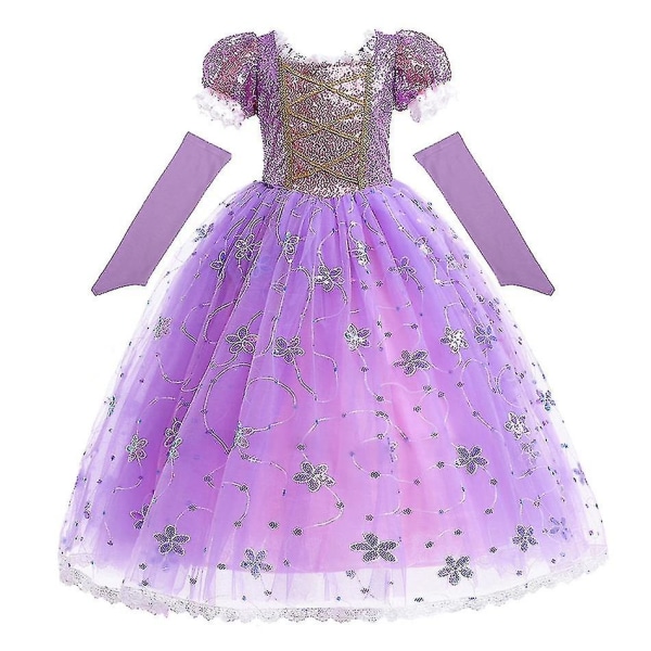 Princess Rapunzel Klänning För tjejer Eleganta lila klänningar Fancy karnevalsdräkt Barnbal Aftonklänningar Halloween Rollspel Klänningar 5-6Y Tag-130 Rapunzel Dress