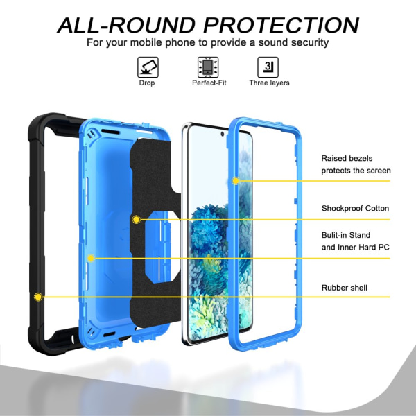 Case för Samsung A12 5G Case, Galaxy A12 Case, Allytech Slim Fit Rugged 3-lagers stötsäkert skydd Hybrid Kickstand Phone case Cover för black+blue