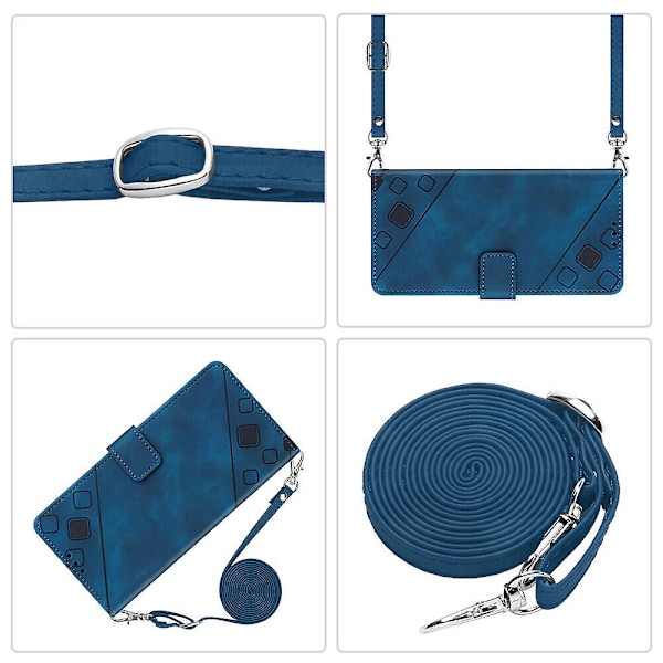 Case till Ipod Touch 7 med långhalsband Läder Flip Cover Kompatibel med Ipod Touch 7 Case Blue