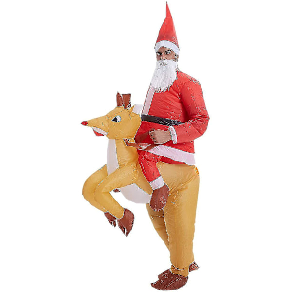 Uppblåsbar Jultomte Rider Renen Uppblåsbar Klädsel För Jul Cosplay null none