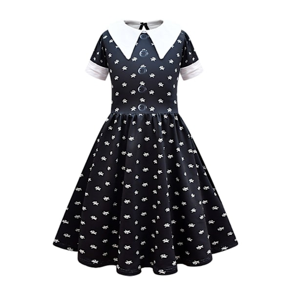 2023 Onsdag Svart klänning cosplay kostym Halloween Adams prinsessklänning cos kläder M02 100cm