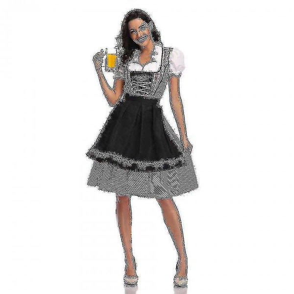 Högkvalitativ traditionell tysk pläd Dirndl-klänning Oktoberfest kostymoutfit för vuxna kvinnor Halloween Cosplay Fancy Party S Style4