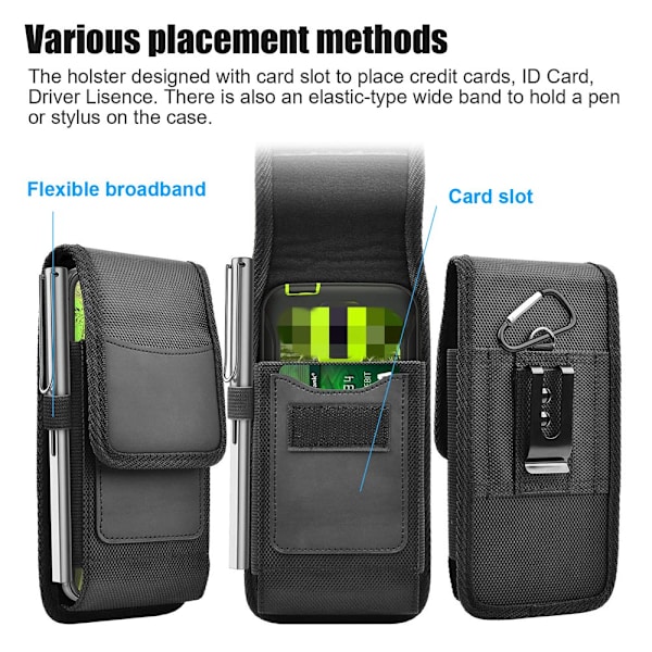 Case, TSV-bältesklämma Nylon Telefonficka Bärväska Passar för iPhone 13 12 11 Pro Max, XR, XS, Samsung Galaxy S20 Ultra,
