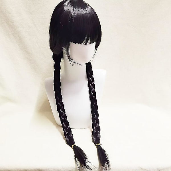 2023 onsdag Addams Cosplay set för flickor svart printed klänning Karnevalsfestförklädnad 2 piece set 140cm