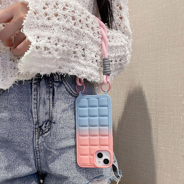 3d case kompatibelt med Iphone 15 Pro Max, mjuk Tpu Stötsäkert case med handrep Pink-Rose Red For iPhone 15 Pro Max