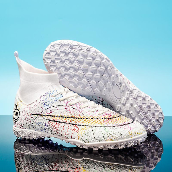 Fotbollsskor för män Halkfria fotbollsskor Klossar Gräs Fotbollssneakers Yj068 White 37