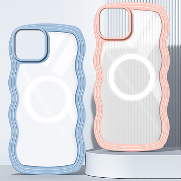 Magsafe Case Kompatibel med Iphone 15 Pro, Clear Wave Curved Design Soft Tpu + Hård Ram Stötsäkert cover för kvinnor White For iPhone 15 Pro