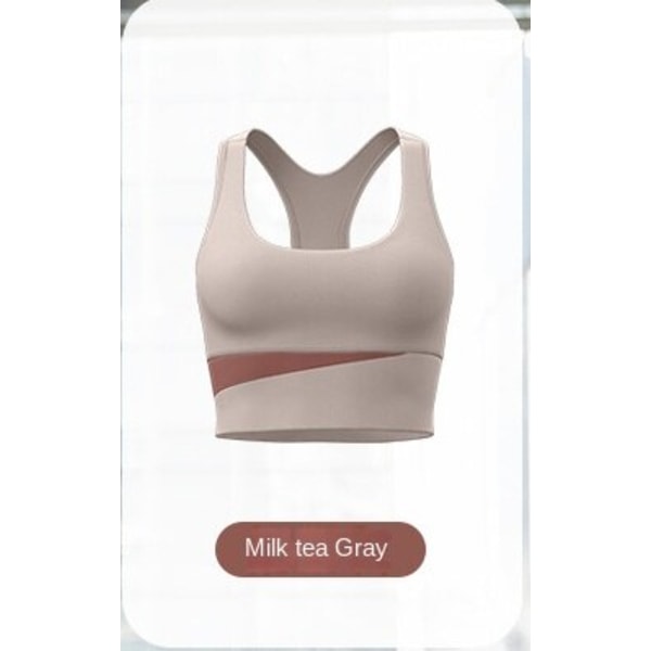 Höft Naken Lyftning Yoga Tight Kontrast Bra F4 Milk tea grey bra M