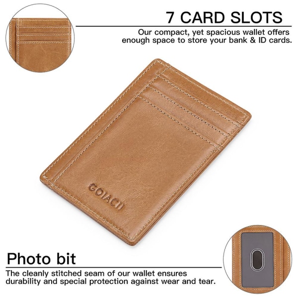 Rfid Blockering Minimalistisk Äkta Läder Pengaklämma Plånbok Smal frontficka Plånbok Kreditkortshållare med ID-fönster null none