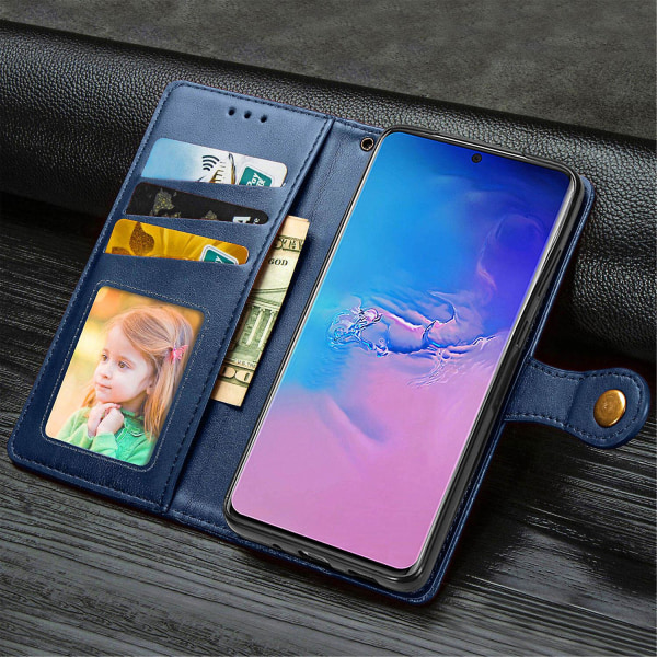 Case till Samsung Galaxy S20 Plus Etui Cover Retro Flip Wallet Magnetic Bumper Flip Protective - Blå null none