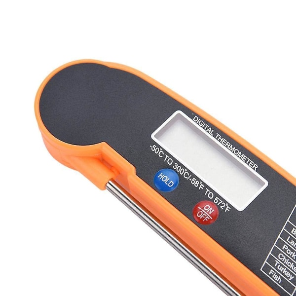 Kökstermometer Digital multifunktionell mattermometer hopfällbar (a-5-f6) Orange