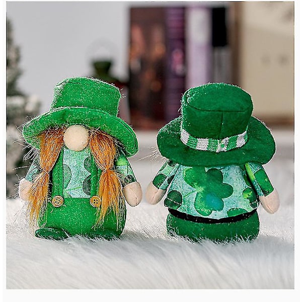 Shxx St. Patrick's Day Gnomdekoration Grön klöver Vårplyschdocka Handgjord svensk Gnome Elf Dvärg Söt kaninform docka Hemdekorati null none