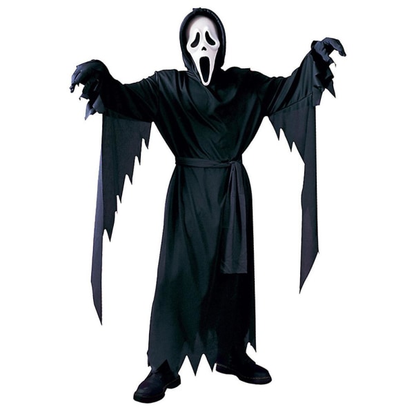 Läskigt Scream Ghost Face Cosplay Kostym Barn Halloween Party Fancy Dress Outfits för pojkar och flickor 10-12 Years