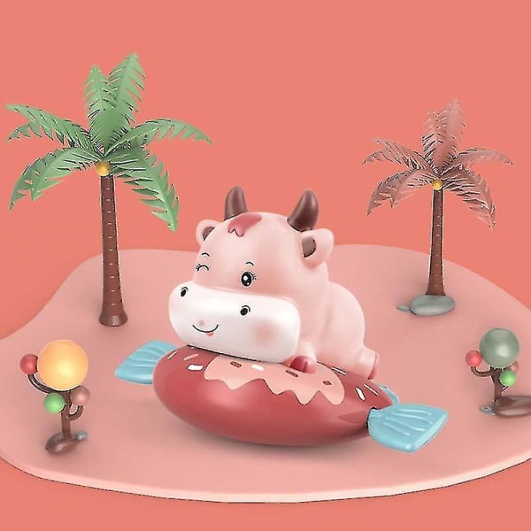 Småbarns badleksak, manuell upprullningsbar Dumbo/kalvbadkarsleksaker, dragrep Clockwork Barnleksak V Pink Calf