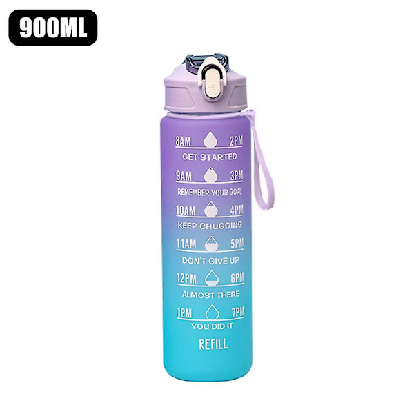 900 ml bärbar vattenflaska Motiverande sportvattenflaska med tidsmarkör Läcksäker kopp för utomhussport Fitness Bpa gratis Color 9 900 ml