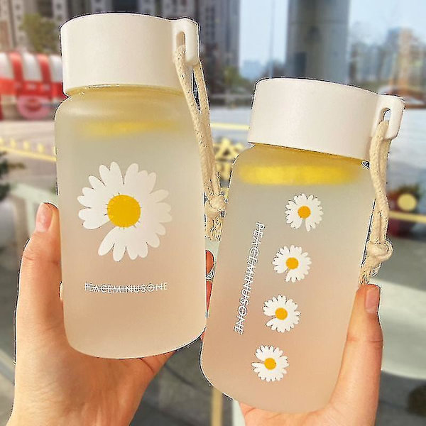 500ml Small Daisy Transparent plast vattenflaskor Bpa Free Creative Frostad vattenflaska med bärbart rep Travel Tea Cup Ns2 Frosted 1 Daisy
