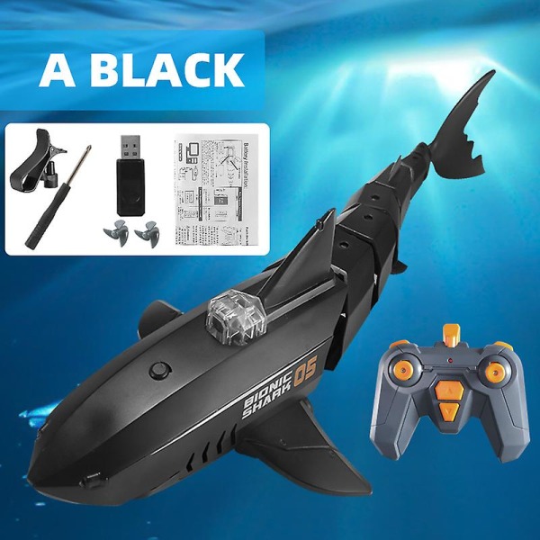 Rc-ubåt med 480p-kamera Undervattensbåtleksak Fjärrkontroll Hajdjurrobotar på radiostyrda båtar Leksaker för barn Black