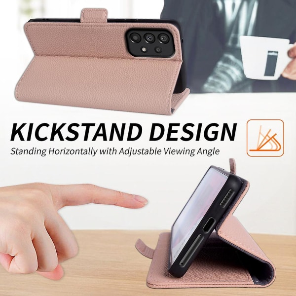 Cover i äkta nötskinn till Samsung Galaxy A53 5g Litchi Texture Stand Phone case Pink