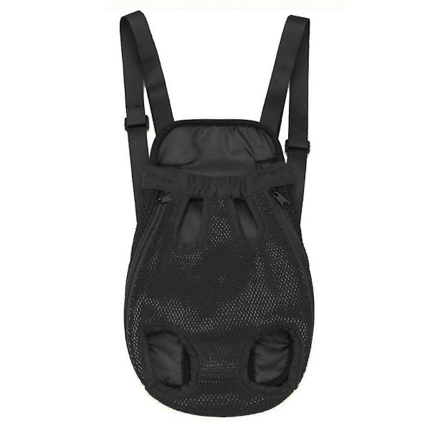 Pet Carrier Ryggsäck Justerbar främre Katt Hund Ben Tail Out Bröst resväska Black M