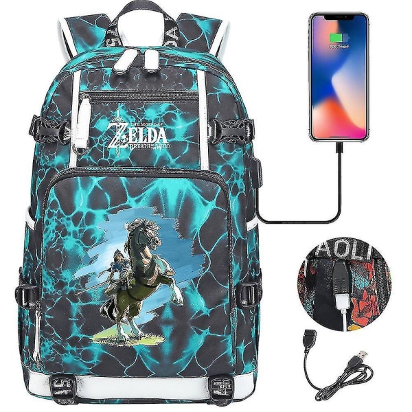 Zelda Breath Of The Wild Eye Game USB ryggsäck - Cosplay skolväska för Botw-fans - Unisex bärbar väska för resor och spel, perfekt för stud 5